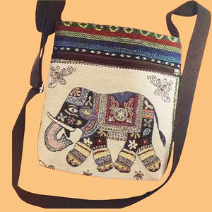 Ethnic Style Embroidered Crossbody Bag with Cute Elephant Butterfly Design - Teleplus ethnic style embroidered