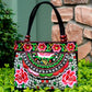 Ethnic Style Embroidered Handbag with Wooden Embroidery and Inner Zipper - Teleplus ethnic style embroidered handbag