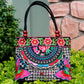 Ethnic Style Embroidered Handbag with Wooden Embroidery and Inner Zipper - Teleplus ethnic style embroidered handbag
