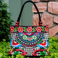 Ethnic Style Embroidered Handbag with Wooden Embroidery and Inner Zipper - Teleplus ethnic style embroidered handbag