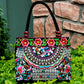 Ethnic Style Embroidered Handbag with Wooden Embroidery and Inner Zipper - Teleplus ethnic style embroidered handbag