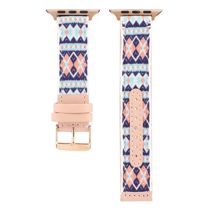 Ethnic Style Leather Strap Fashion Personality Wristband - Ethnic Style Leather Strap Wristband for Apple Watch