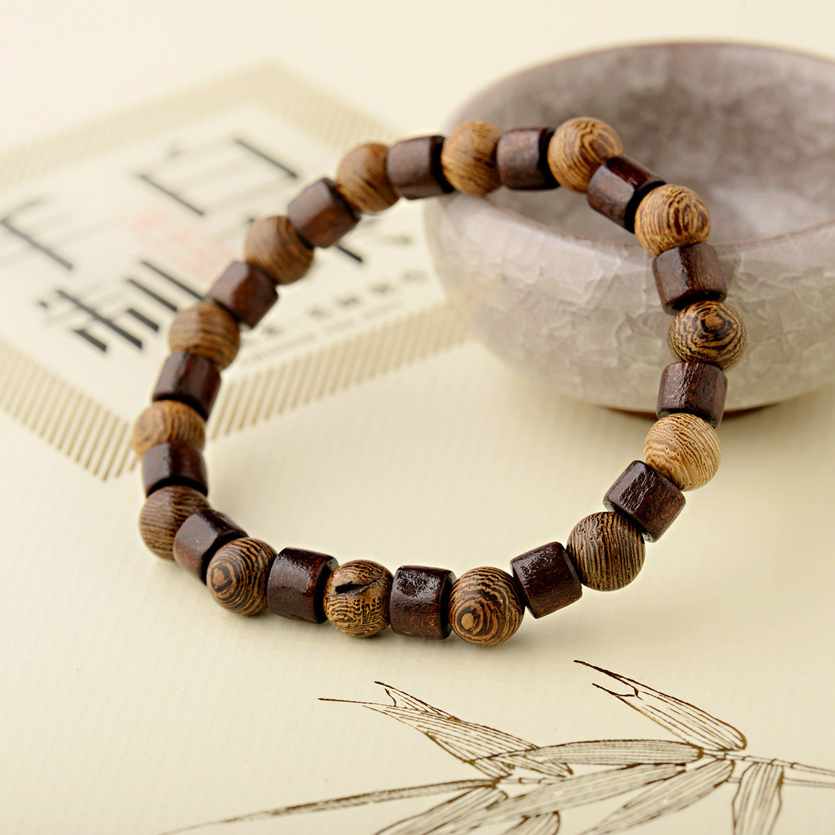 Ethnic Style Retro Elastic Bracelet Wooden Bead - Ethnic Style Retro Wooden Bead Elastic Bracelet