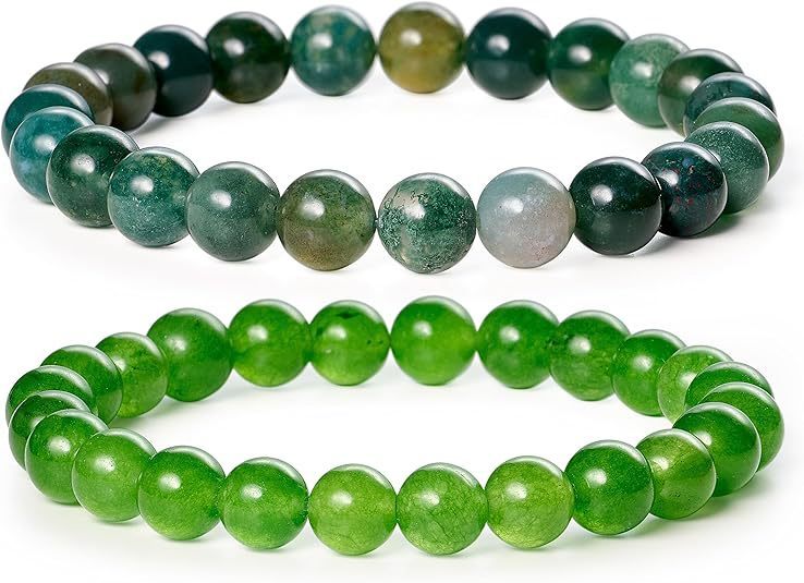 European And American 8mm Natural Agate Bead Bracelet Cinnabar Jade Macaron Bracelet - European and American 8mm Agate