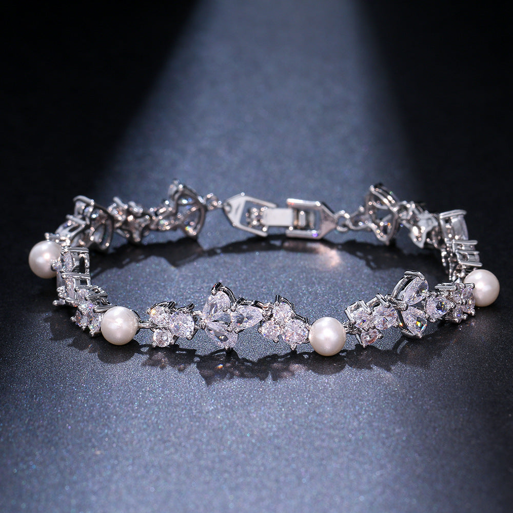 European And American Affordable Luxury Fashion Pearl Zircon Bracelet - Affordable Luxury Pearl Zircon Bracelet