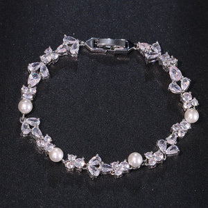 Affordable Luxury Zircon Bracelet for Women with Geometric Designs - Pearl pearl zircon bracelet affordable luxury