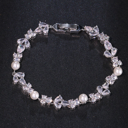 Affordable Luxury Zircon Bracelet for Women with Geometric Designs - Pearl pearl zircon bracelet affordable luxury