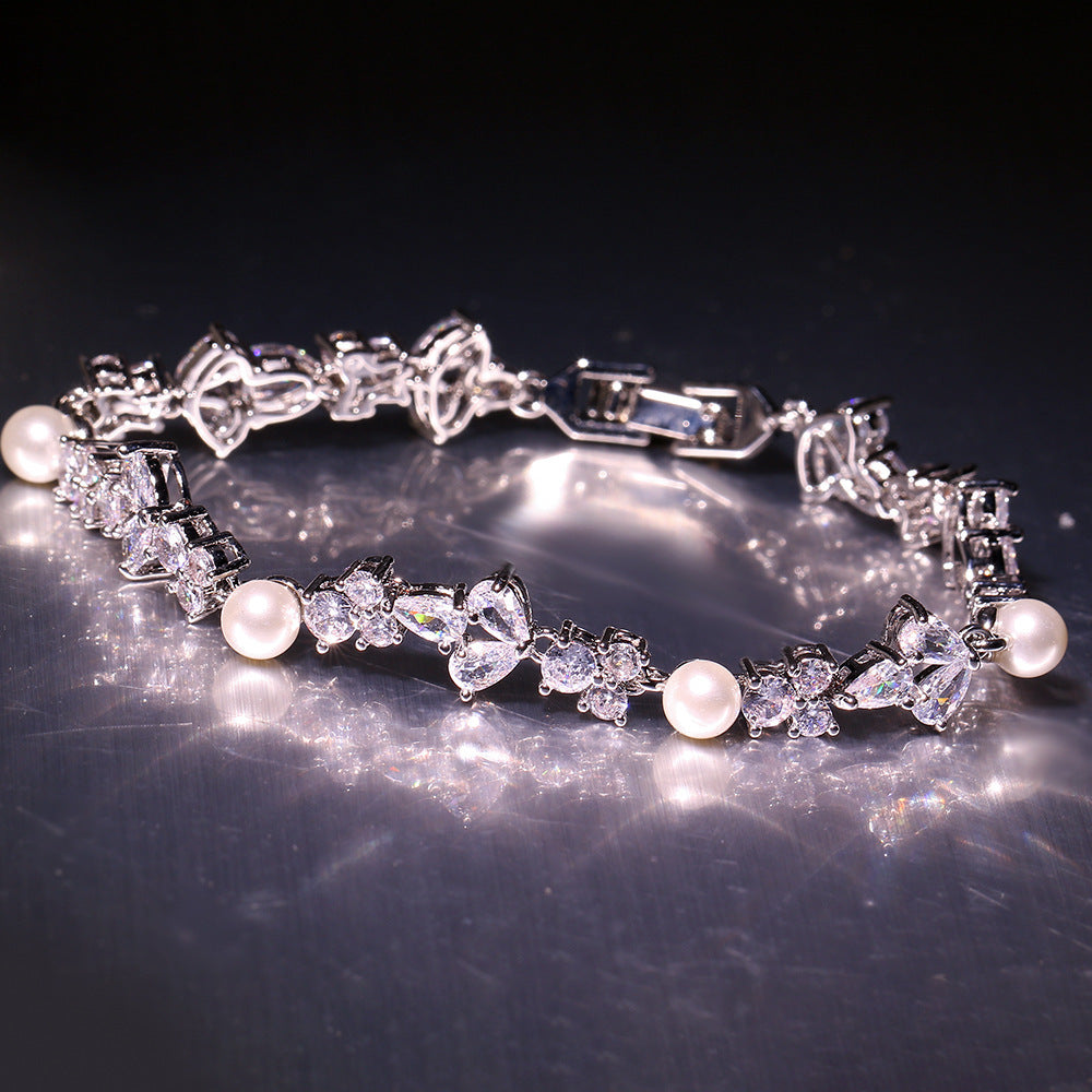 European And American Affordable Luxury Fashion Pearl Zircon Bracelet - Affordable Luxury Pearl Zircon Bracelet