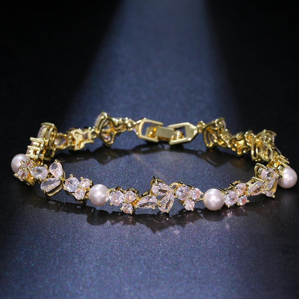 European And American Affordable Luxury Fashion Pearl Zircon Bracelet - Affordable Luxury Pearl Zircon Bracelet