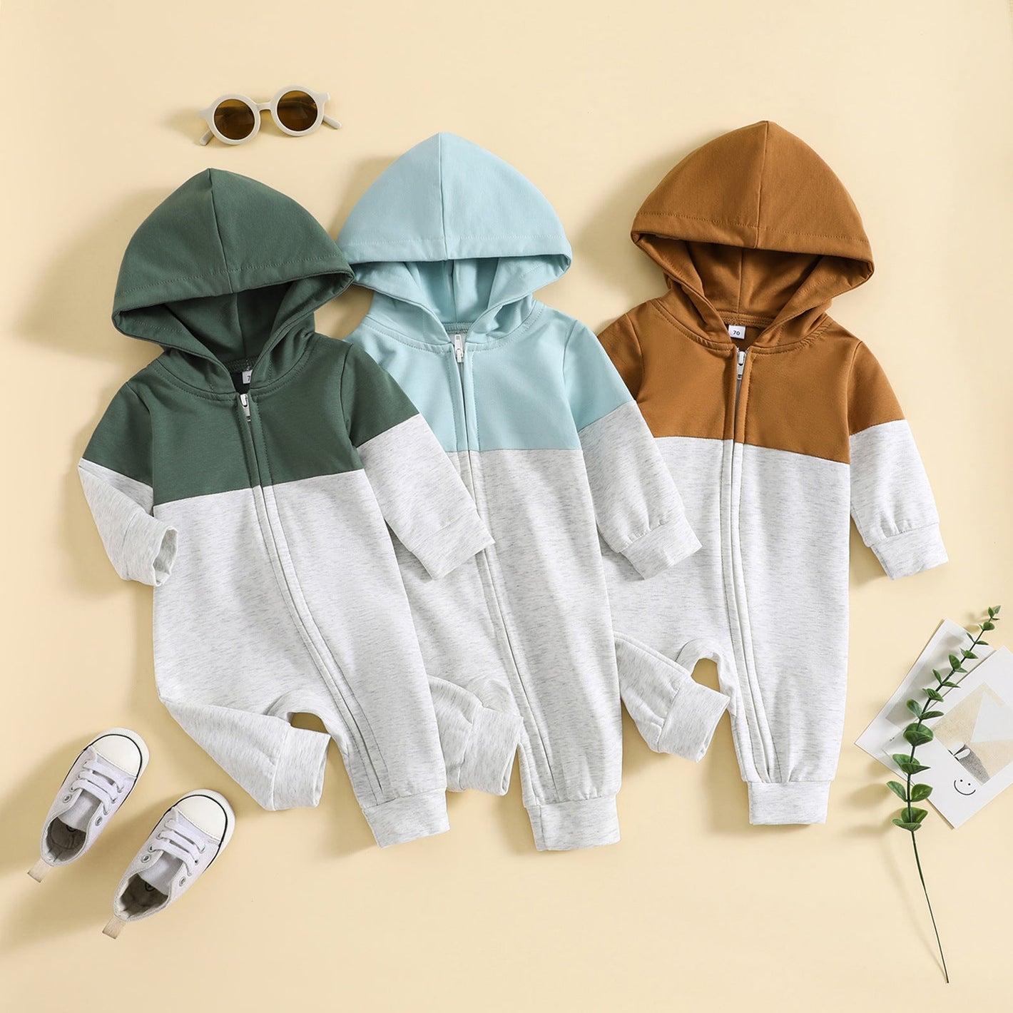 European And American Autumn And Winter Infant Long-sleeved Hooded Zipper Romper - Hooded Romper for Tiny Trendsetters