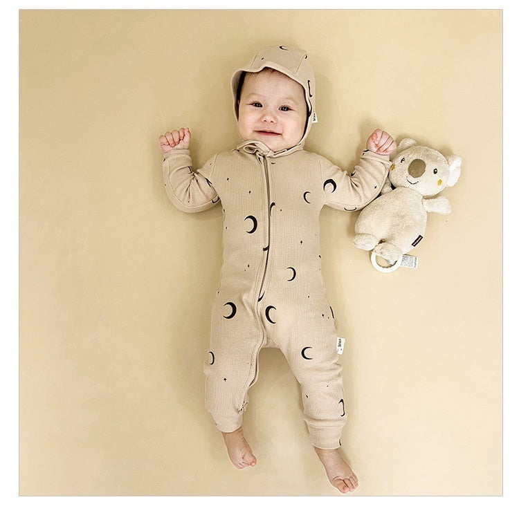 European And American Baby Jumpsuit Cotton Long Sleeve Butt Wrap Clothes - Baby Jumpsuit with Long Sleeve and Dino Chic