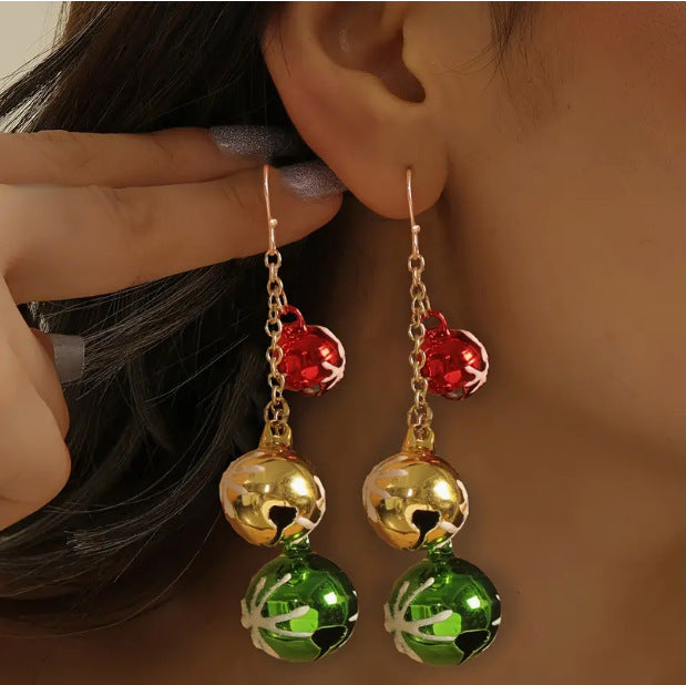 European And American Elegant Cute Christmas Colorful Bell Tassel Earrings - Jingle All the Way with Cute Bell Tassel