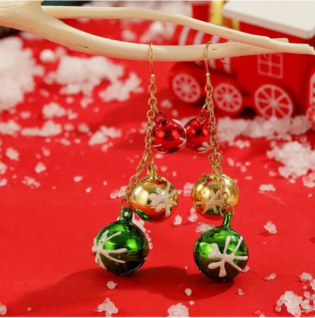 European And American Elegant Cute Christmas Colorful Bell Tassel Earrings - Jingle All the Way with Cute Bell Tassel