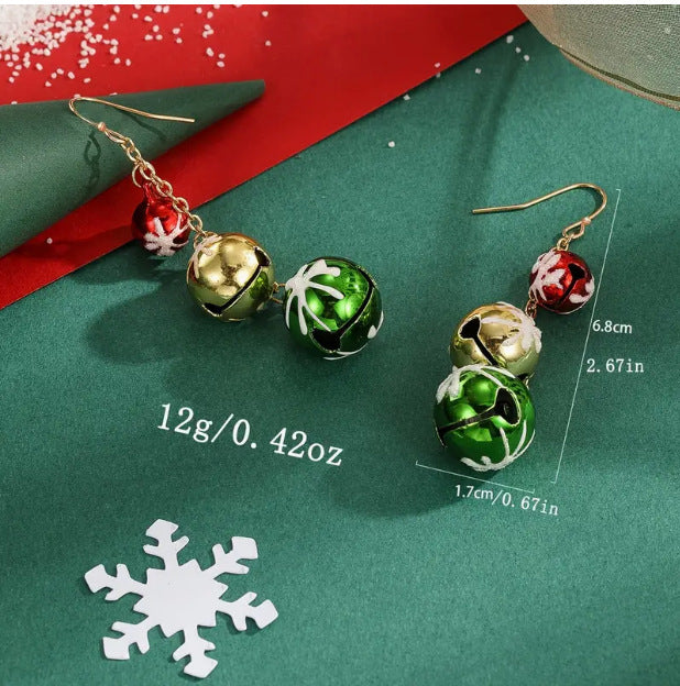 European And American Elegant Cute Christmas Colorful Bell Tassel Earrings - Jingle All the Way with Cute Bell Tassel