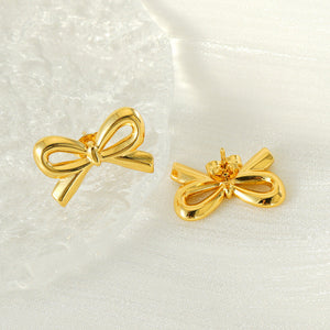 Stainless Steel Female Earrings European American Style for United States Market - Bow that Shine Like Your Humor