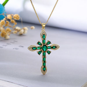 European And American Exquisite Copper Plating 18K Gold Zircon Geometric Pendant Necklace - Exquisite 18K Gold