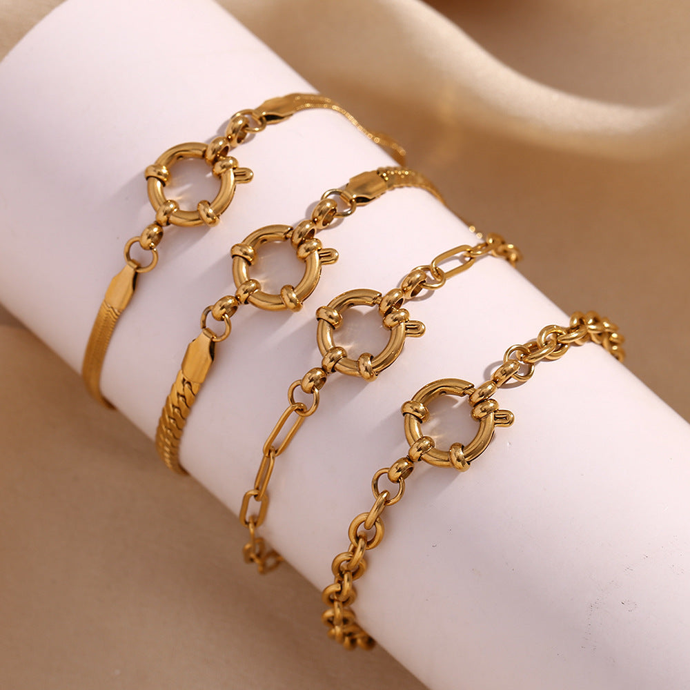 European And American Fashion Special-interest Simple Chain Blade Chain Stainless Steel 18K Gold Plating Slingshot