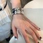 European And American In Cold Style Personality Concave-convex Metal Texture Alloy Open-ended Bracelet - European