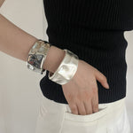 European And American In Cold Style Personality Concave-convex Metal Texture Alloy Open-ended Bracelet - European