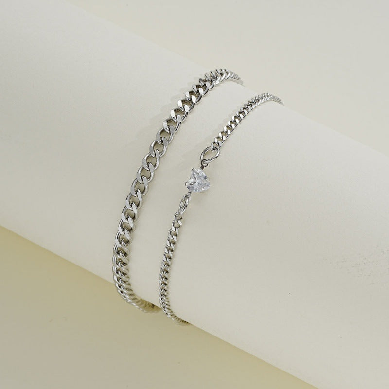 European And American Ins Special-interest Design High-grade Bracelet Suit Stainless Steel - High-Grade Stainless Steel