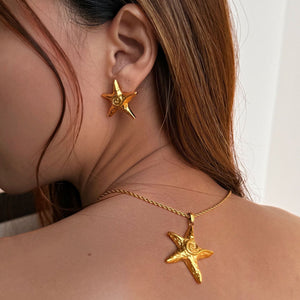 European And American INS Starfish Beach Necklace Earrings - European American INS Starfish Beach Necklace Earrings