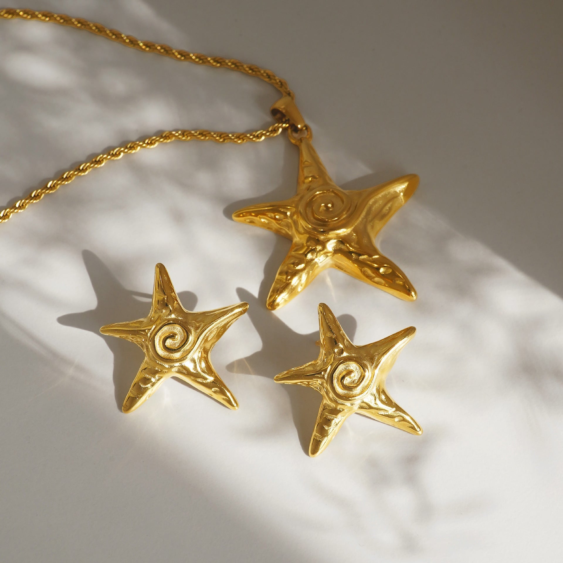 European And American INS Starfish Beach Necklace Earrings - European American INS Starfish Beach Necklace Earrings