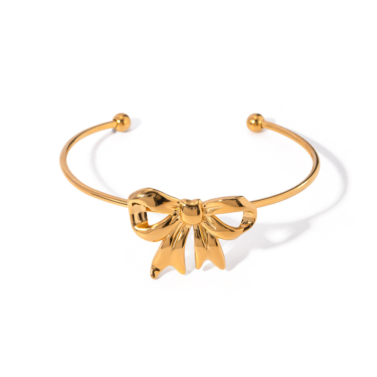 European And American INS Style Popular Personalized All-Match 18K Gold Stainless Steel Bow Bracelet - INS Style 18K