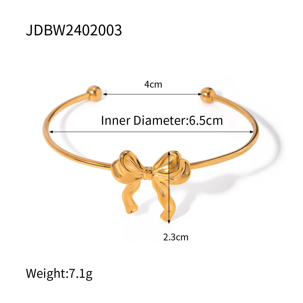 European And American INS Style Popular Personalized All-Match 18K Gold Stainless Steel Bow Bracelet - INS Style 18K