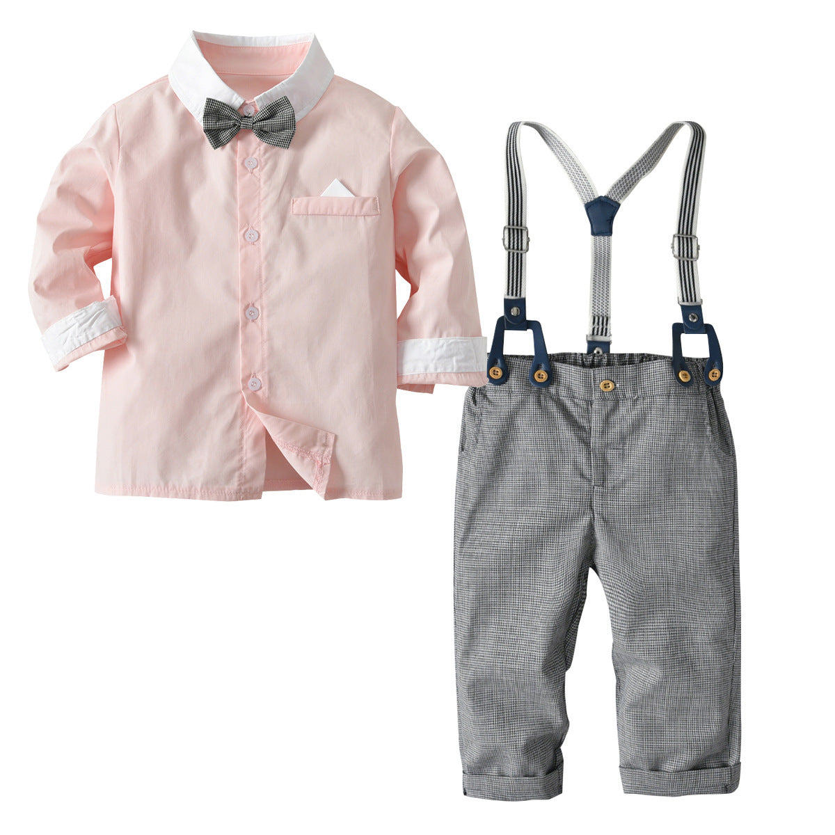 Light Blue Pink Cotton Suit for Kids Sizes 80-110cm Perfect United States Buyers - Stylish Overalls Tiny Trendsetters