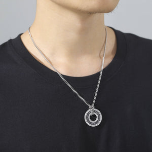 European And American Retro Style Luen Letter Circle Pendant Men’s Necklace - Retro Style Luen Letter Circle Pendant