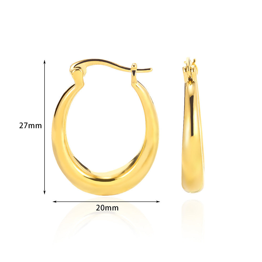 European And American Simple High Luxury 18K Gold Linear Ear Ring - Ear Bling Fit for Royalty Without the Pricey Drama