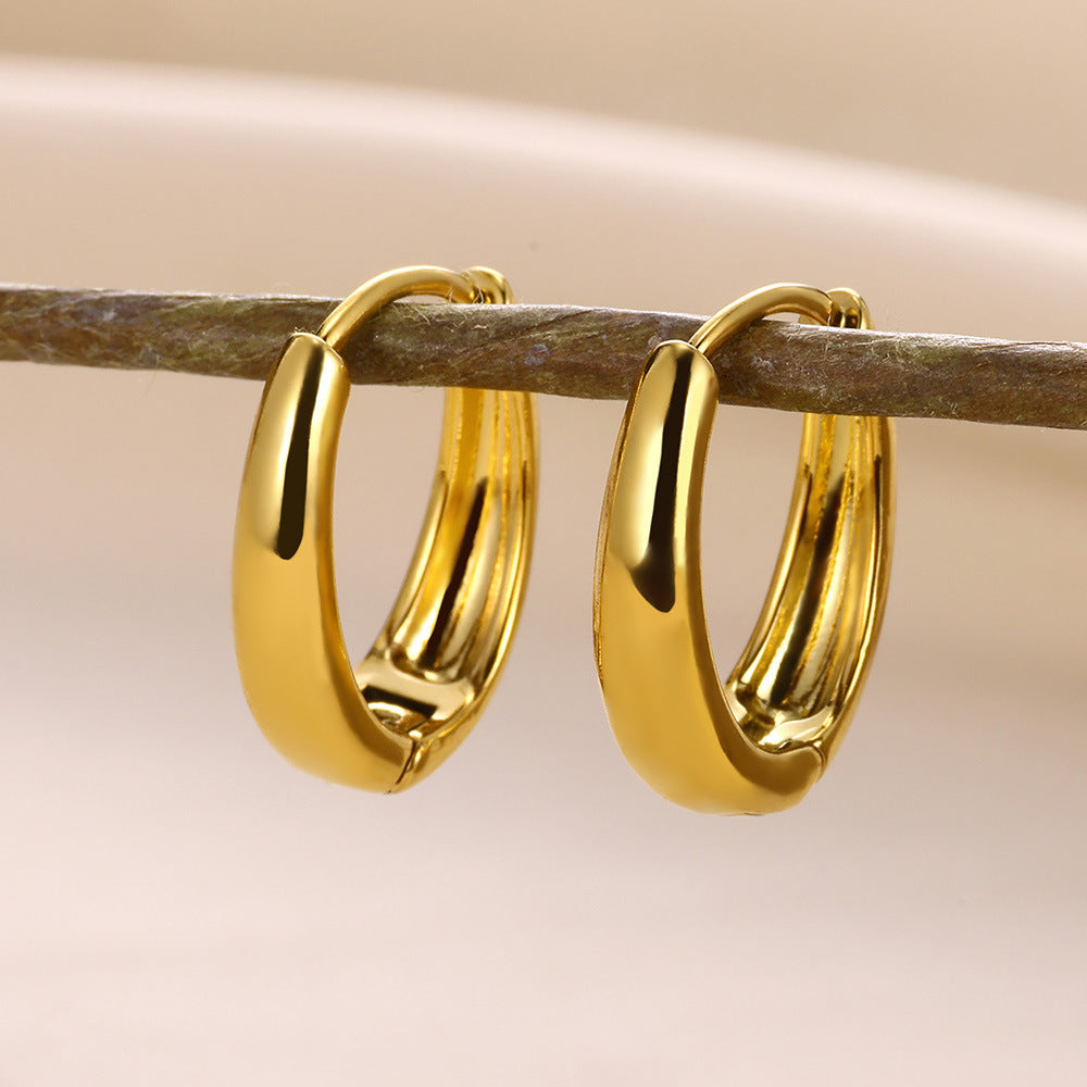 European And American Simple High Luxury 18K Gold Linear Ear Ring - Ear Bling Fit for Royalty Without the Pricey Drama