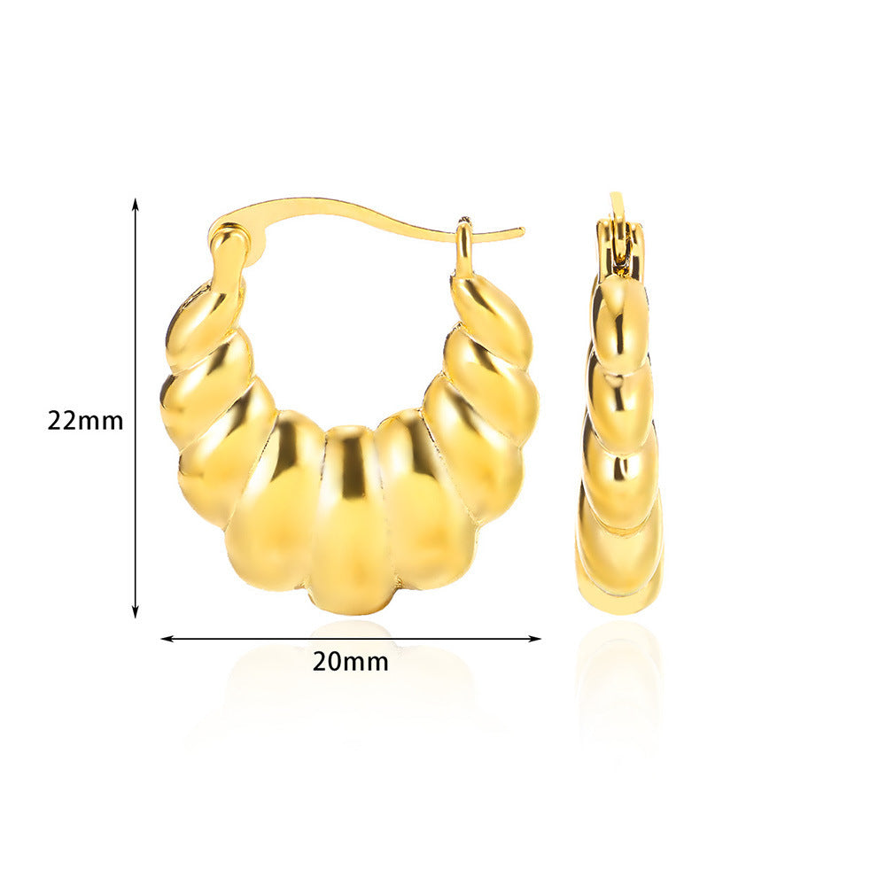 European And American Simple High Luxury 18K Gold Linear Ear Ring