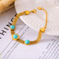 European And American Style New Wide Surface Mesh Round Brand Turquoise Bracelet Retro Personality Design Titanium