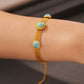 European And American Style New Wide Surface Mesh Round Brand Turquoise Bracelet Retro Personality Design Titanium