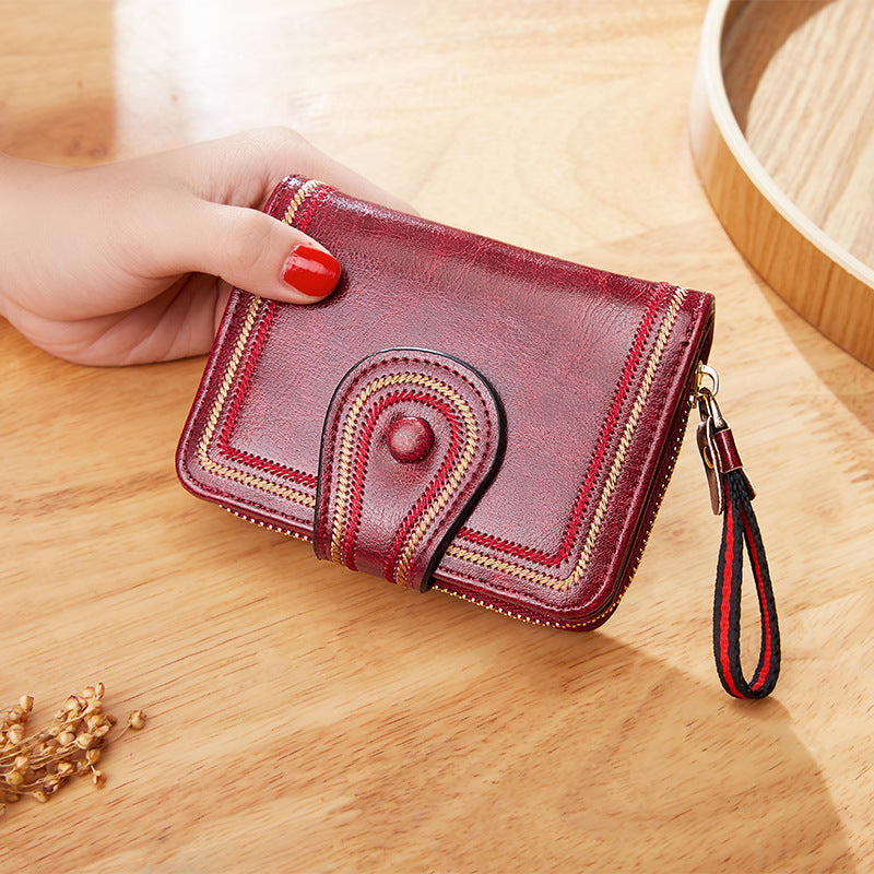 European and American Style PU Leather Wallet with Embroidery Stripes - Snag This Retro Purse Before It Retro-cedes!