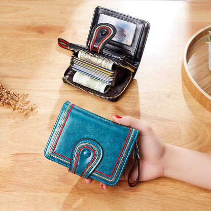 European and American Style PU Leather Wallet with Embroidery Stripes - Snag This Retro Purse Before It Retro-cedes!