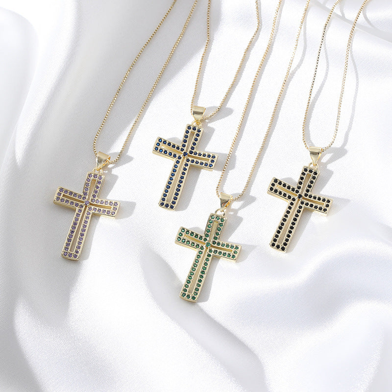 American Style Copper Plated Pendant Necklace with Zircon Chain - European american style copper plated pendant necklace