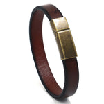 European And American Stylish Simple And Versatile Men’s Cowhide Glossy Personality Stainless Steel Bracelet