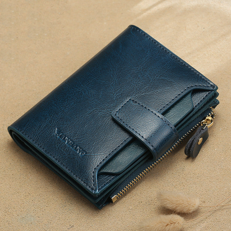 European Retro Coin Purse with Genuine Leather and Anti-Theft Card Slot - Swipe Right On Security With Our united