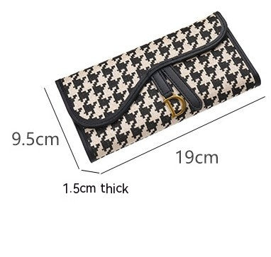 European Retro PU Leather Wallet with Houndstooth Design for United States Market - C322-6 Long Fashionably Vintage