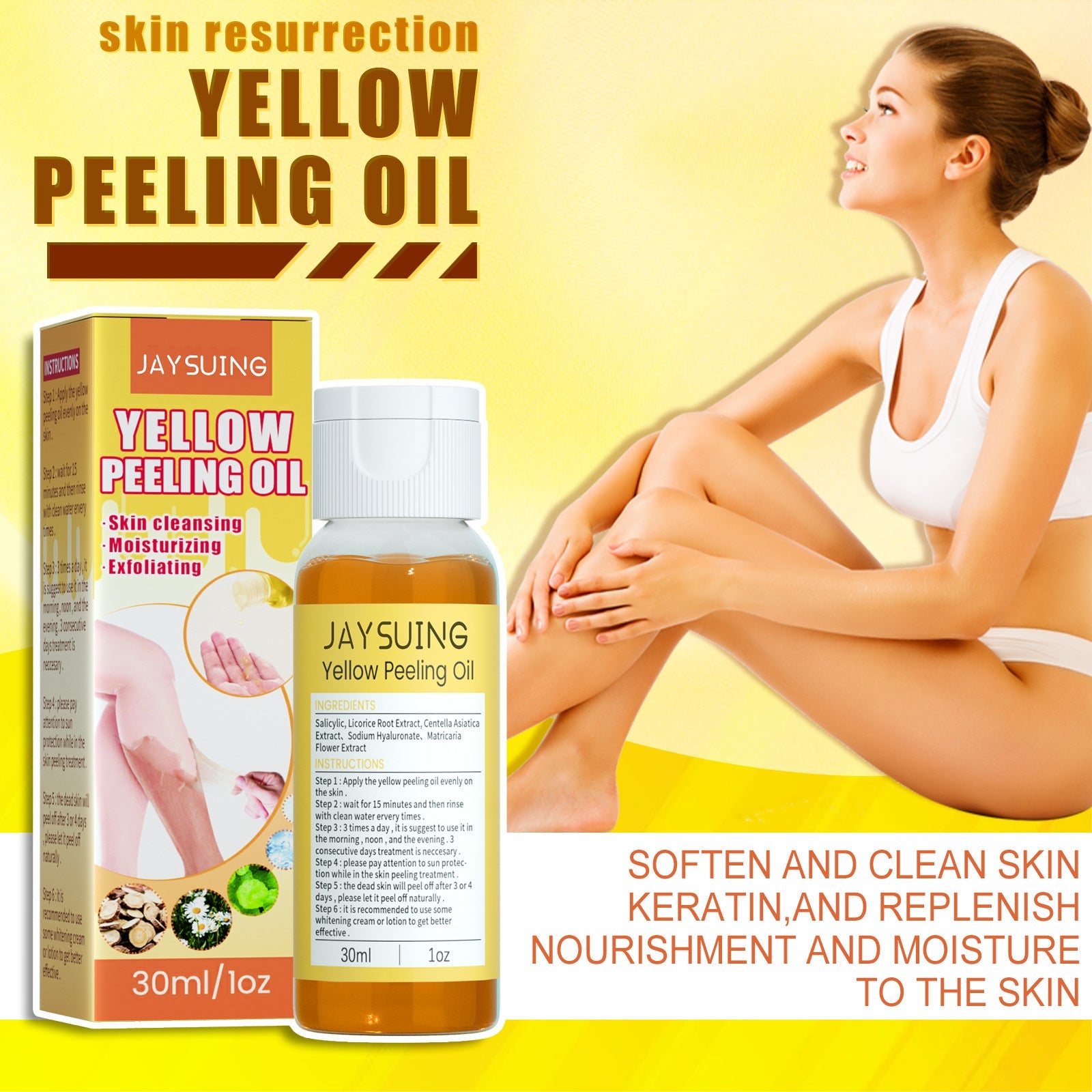 Exfoliating and Whitening Body Care Kit for Yellow Skin Moisturizing 30ml - Teleplus whitening body care yellow skin
