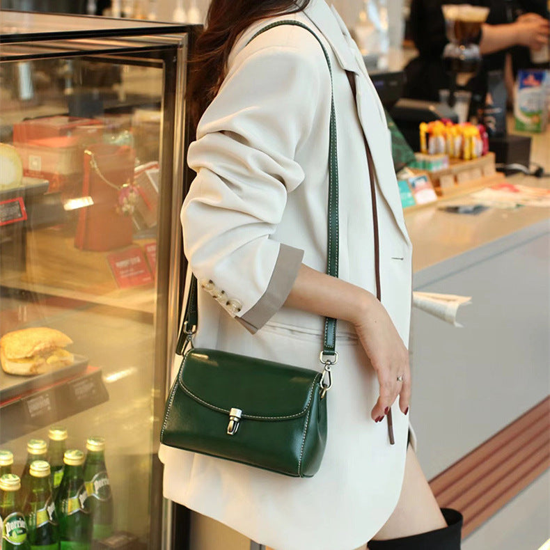 Exquisite Cowhide Small Square Bag with Internal Zipper in Stylish Simple Design - Teleplus exquisite cowhide small