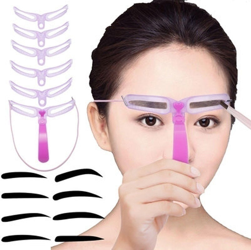 Eyebrow Shape Stencil Aid Set for Perfect Design in Pink Packaging - eyebrow shape stencil aid