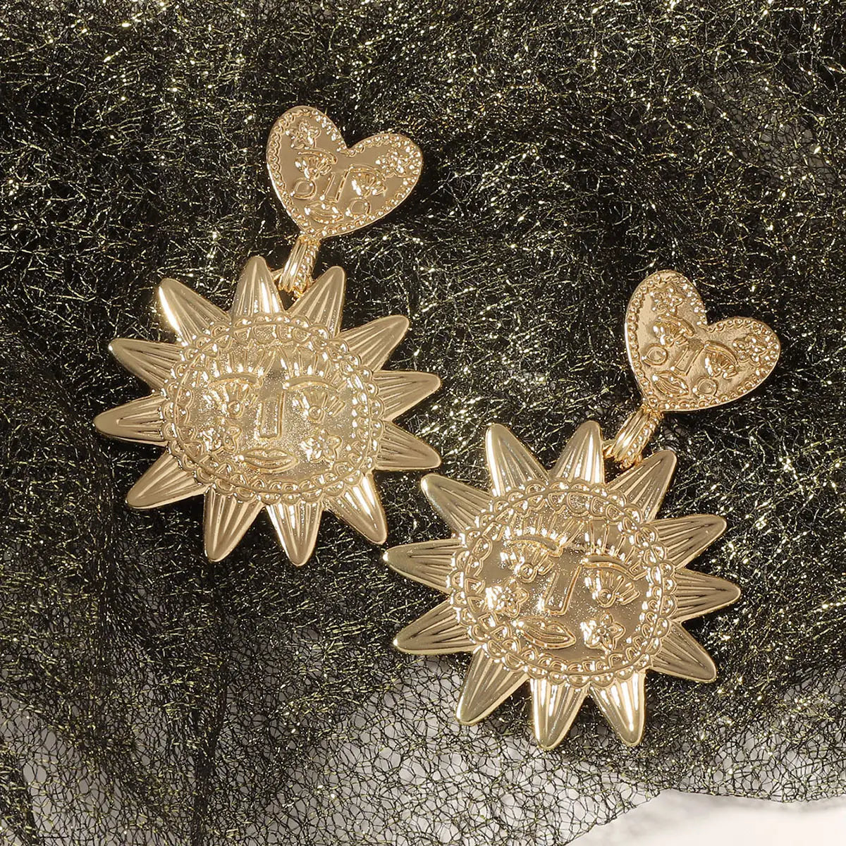 Simple Fashion Alloy SUNFLOWER Heart-shaped Earrings