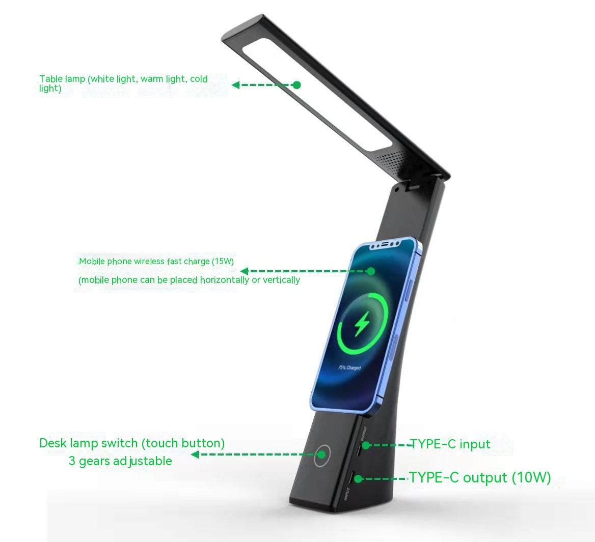 Plastic Foldable Table Lamp Wireless Charging Bracket Personalized Creative Multifunctional Three-in-one - Light Up