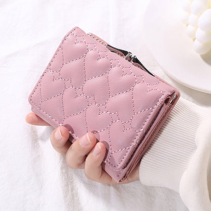 Short Chic Embroidery Thread Small Wallet Female Fresh - Short Chic Wallet for Stylish Coin Connoisseurs