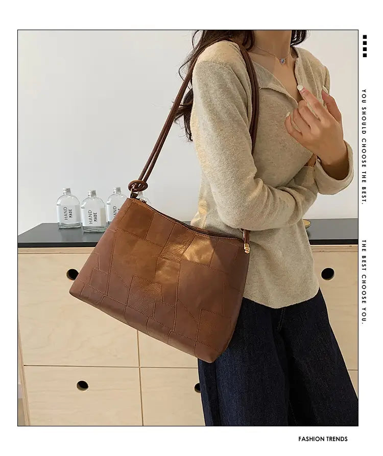 Borsa per valigia in pelle PU con una borsetta per spalla da viaggio tascabile con cerniera