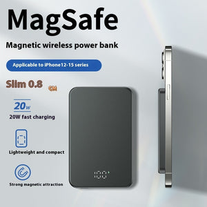 Bancă de putere wireless magnetică Magsafe din aliaj de aluminiu ușor cu display digital 