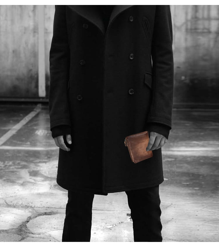 Leather Wallet Two-Fold with Cowhide Retro Style for United States and CHF